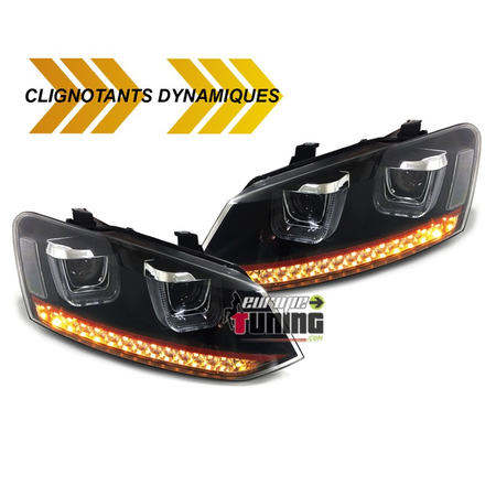 PHARES FEUX NOIR CLIGNOTANTS LEDS DYNAMIQUES VW VOLKSWAGEN POLO 6R et 6C BANDE ROUGE (04679)