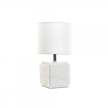 Lampe de bureau DKD Home Decor Blanc Polyester Métal Marbre 220 V Doré 50 W