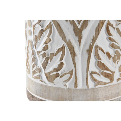 Lampe de bureau DKD Home Decor Naturel Beige Coton Blanc Bois de manguier 50 W (18 x 18 x 30 cm)