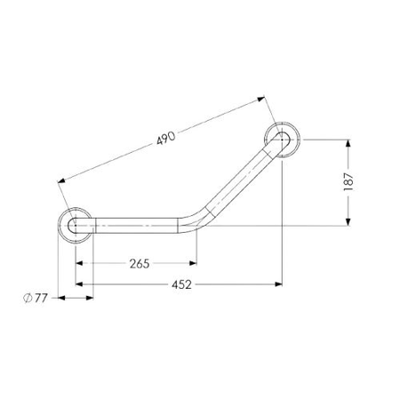 Barre de relèvement coudée 135° en inox poli D32 265x265mm pour PMR - AKW - 1265