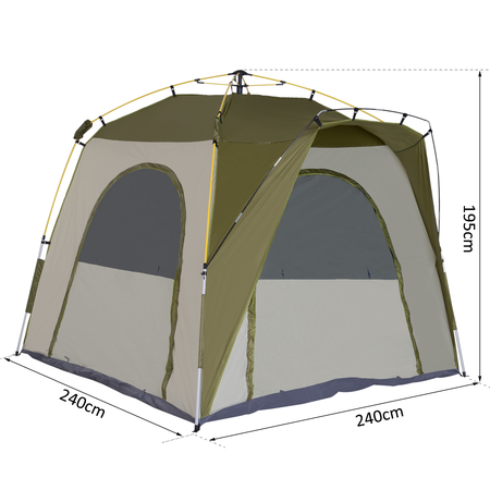 Tente de camping pop-up 4 personnes fibre verre polyester