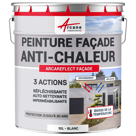 Peinture façade réfléchissante, anti-chaleur : ARCAREFLECT FAÇADE-10 L Blanc-ARCANE INDUSTRIES