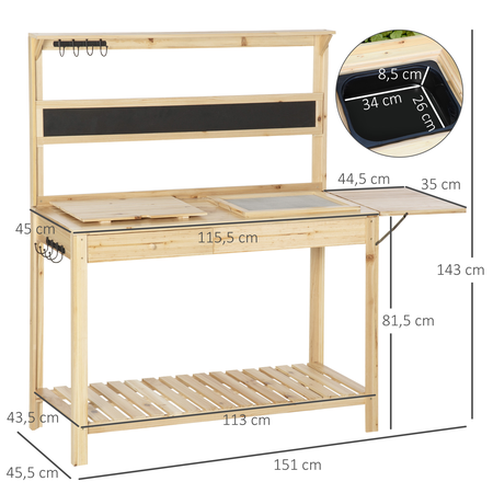 Table de rempotage multi-équipée bois sapin