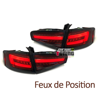 FEUX ROUGES NOIRS LED SEQUENTIELS DYNAMIQUES AUDI A4 B8 BERLINE PH2 A LED DE SERIE (05594)