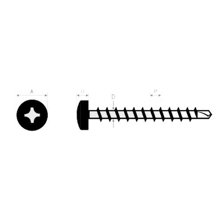 Vis auto-perceuse à tête cylindrique crantée PH zingué DIN 7504-N 6,3/38mm boîte de 250 - ULTIMA - AFB7504MH6338