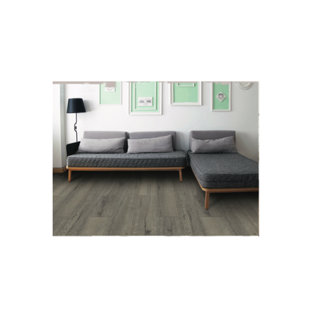 Sol SPC haute résistance clipsable tout en un gris 1,95 m² (couche d'usure de 0,5 mm) - Coloris - Chêne gris, Surface couverte en m² - 1,95