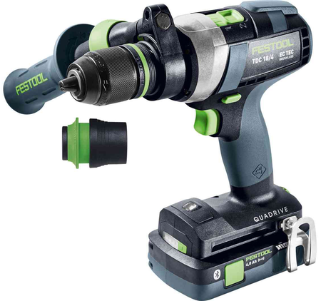 Perceuse-visseuse 18V QUADRIVE TDC 18/4 5,0/4,0 I-Plus + 1 batterie 4Ah + 1 batterie 5Ah + chargeur + Systainer SYS3 - FESTOOL - 577649