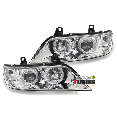 PHARES FEUX AVANTS ANNEAUX ANGEL EYES LED CHROM BMW Z3 PHASE 1 et 2 (12844)