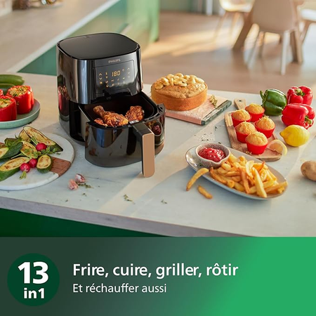 Philips Airfryer L Series 5000, 4.1L, Air Fryer Multifonctions 13-en-1, Connexion WiFi, Technologie Rapid Air, Réduit jusqu'à 90% des graisses, Compatible HomeID App (HD9255/80)