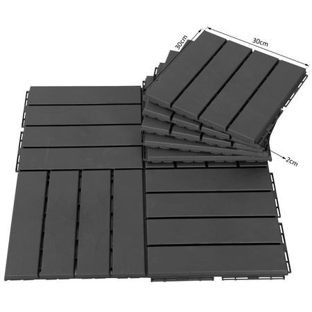 Caillebotis emboîtables - dalles terrasse - lot de  9 composite plastique imitation bois