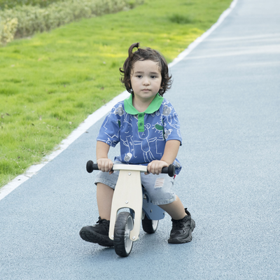 Tricycle draisienne enfant 2 en 1 selle réglable panneaux bois