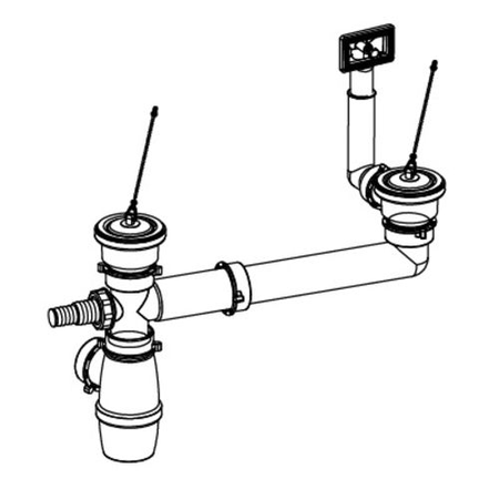 Bonde avec tubulure pour évier 2 cuves D70 avec prise mâle - FRANKE - 265915