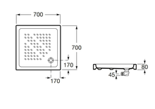 Receveur de douche ITALIA 70X70x8cm céramique blanc - ROCA - A3740HK000