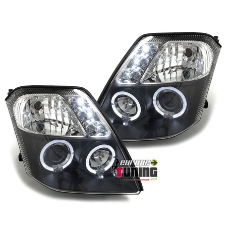 PAIRE DE PHARES FEUX AVANTS ANGEL EYES NOIRS CITROEN C2 (11438)