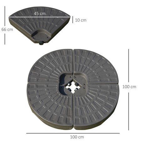 Lot de 4 poids de lestage pour parasol déporté HDPE café