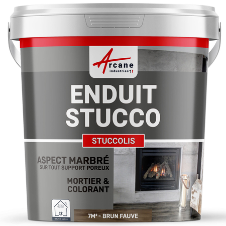 Peinture stucco, ENDUIT STUCCOLIS avec mortier et colorant-kit jusqu'à 7 m² Brun Fauve-ARCANE INDUSTRIES