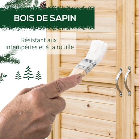 Armoire de jardin sur pied 2 portes étagère sapin