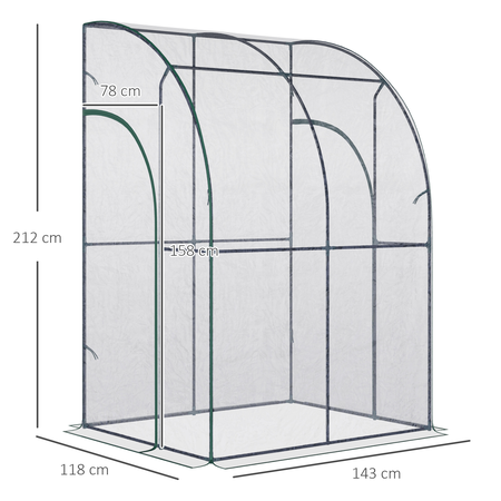 Serre de jardin adossée 2 portes zippées enroulables