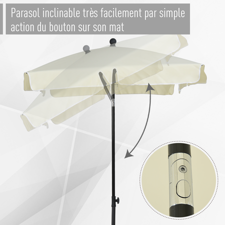 Parasol rectangulaire inclinable diamètre 2 m