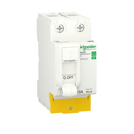 Interrupteur différentiel RESI9 30mA 2P peignable 63A Type AC - SCHNEIDER ELECTRIC - R9PRC263