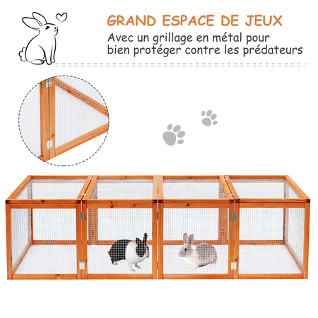 Clapier cage à lapins extérieur intérieur pliable 2 portes supérieures pin