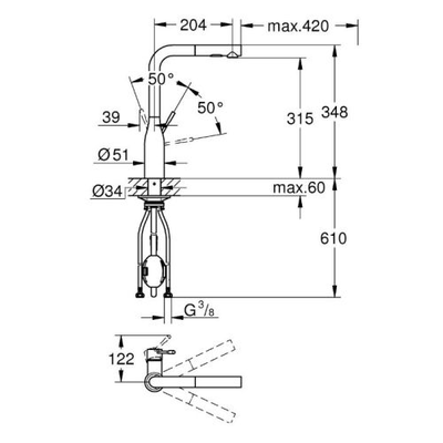 Mitigeur d’évier ESSENCE monocommande avec douchette extractible - GROHE - 30270-000