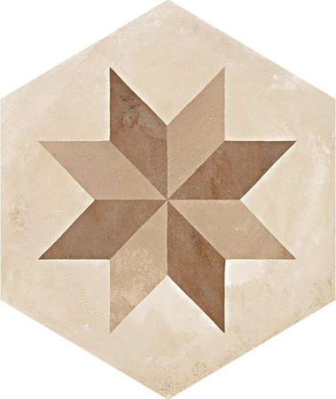 TERRA STELLA HEXAHONAL 25x21,6 cm BEIGE - Carrelage hexagonal motif étoile