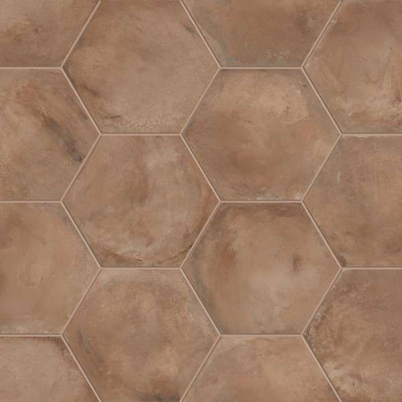 TERRA ROSSO HEXAGONAL - 25 x 21.6 cm Carrelage aspect ciment vieilli marron