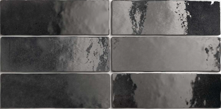 ARTISAN GRAPHITE - Faience 6,5x20 cm aspect zellige brillant anthracite