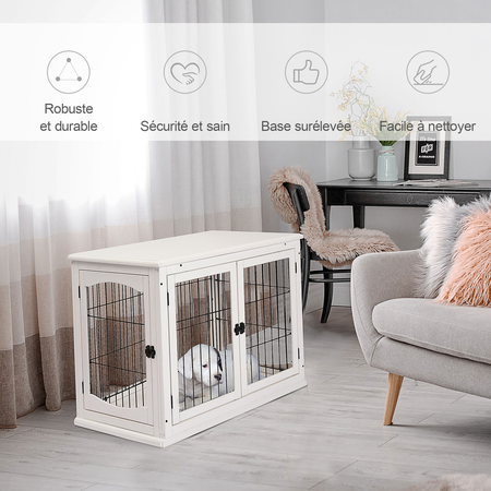 Cage pour chien animaux cage en bois MDF classe E1 3 portes verrouillables