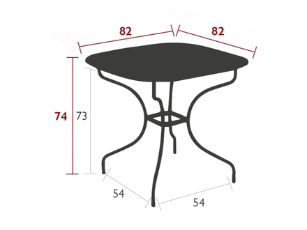 Table de jardin en métal Carronde Opera+ 82 x 82 cm Carbone - Fermob