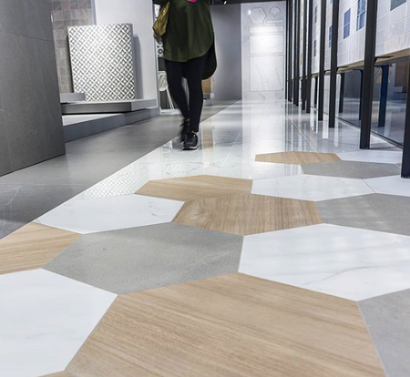 NIKOI HEXAGONO VERBIER Carrelage hexagonal grand format aspect marbre