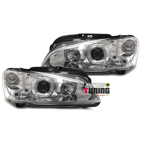 PHARES FEUX AVANTS ANNEAUX LED ANGEL EYES CHROME PEUGEOT 106 PHASE 2 (11024)