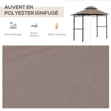 Pavillon abri tonnelle de jardin pour barbecue chocolat