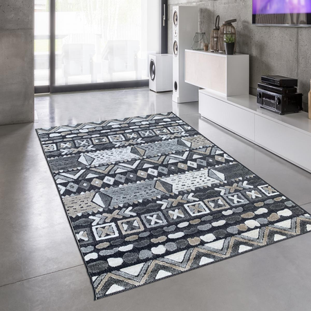 Tapis salon CROSSLI RELIEF en polypropylène doux et soyeux OEKO TEX®