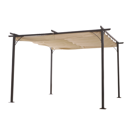 Pergola rétractable polyester beige métal époxy noir