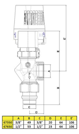 Corps thermostatique équerre inversé F3/8'' - ORKLI – 67350