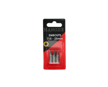 Carte de 3 embouts étoile T30 longueur 25 mm - HANGER - 133056