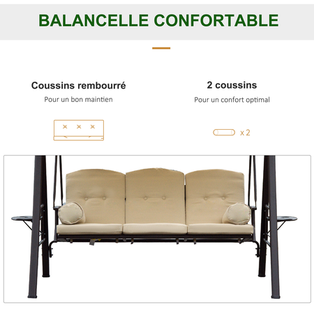 Balancelle de jardin 3 places grand confort