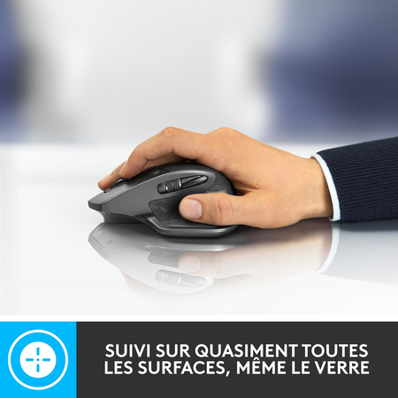 Logitech - MX Master 2S Souris sans Fil, Multi-Dispositifs, Bluetooth ou 2,4GHz Récepteur USB Unifying