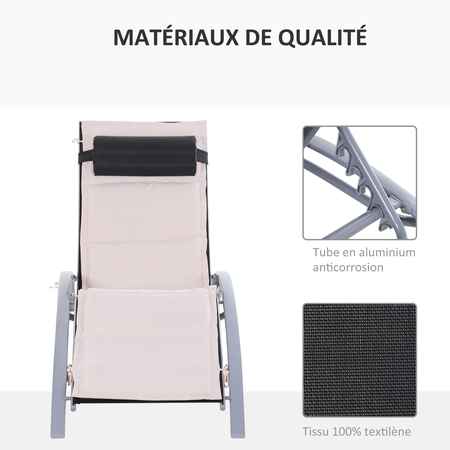 Bain de soleil inclinable multi-positions alu matelas