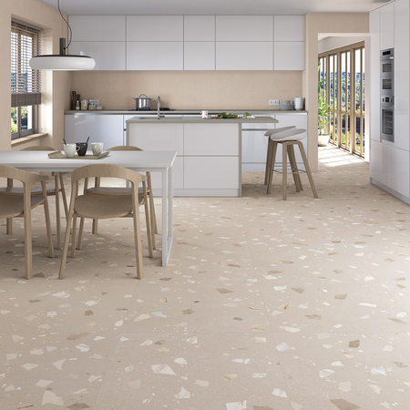 RIBE R BEIGE - Carrelage aspect terrazzo 80x80 cm