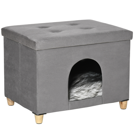 Niche chat maison de chat sur pied repose-pied 2 en 1 gris