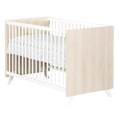 Lit bébé en bois BABY PRICE - Scandi gris - 120x60 - Sommier réglable -