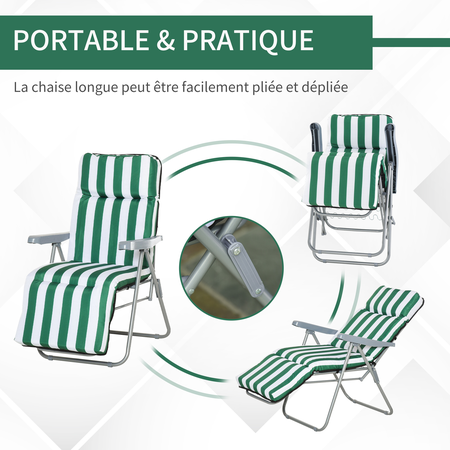 Lot de 2 chaises longues pliables bleu blanc