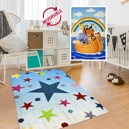 Tapis enfant tissé main ETOILE REVERSIBLE Care&Fair