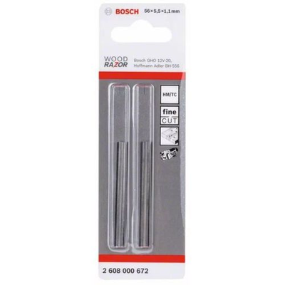 Pack de 2 fers de rabot reversibles en carbure 56mm - BOSCH - 2608000672