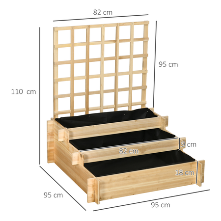 Jardinière 3 niveaux avec treillis bois sapin pré-huilé