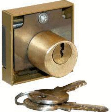 Serrure en applique 3 goupilles cylindre 40 x 40 mm gauche - DEVISMES - 12154G-bronze