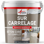 KIT BETON CIRE SUR CARRELAGE-2 m² (en 2 couches) Flanelle Gris Fonce-ARCANE INDUSTRIES